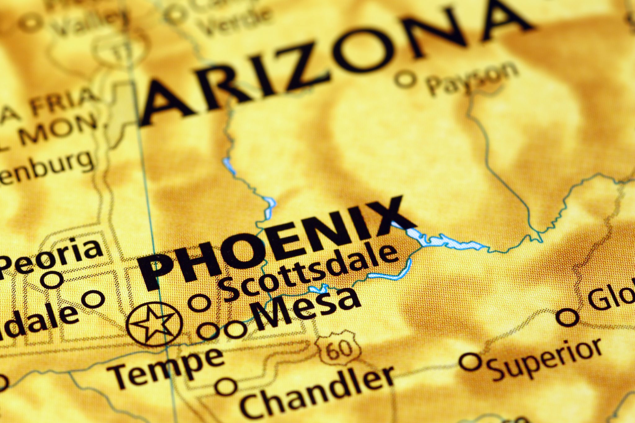 Phoenix area on a map