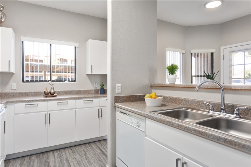 Apartment kitchen — representative home at The Cove Apartments.
