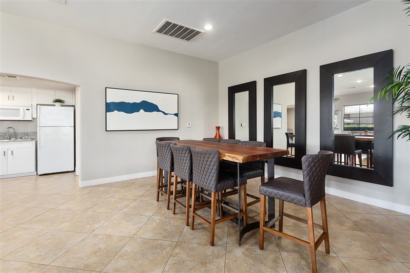 Clubhouse kitchen at The Cove Apartments.