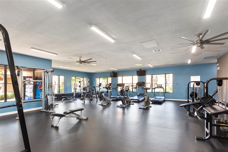 Fitness room at The Cove Apartments.