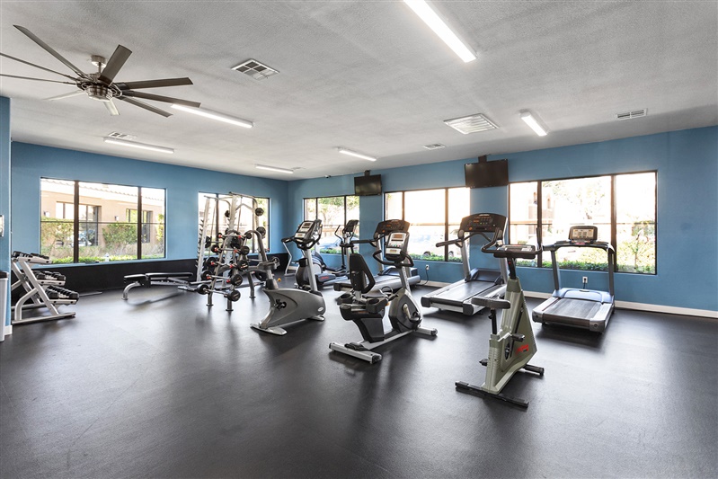Fitness room at The Cove Apartments.