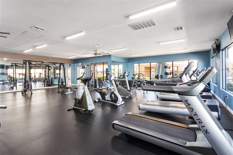 Fitness room at The Cove Apartments.