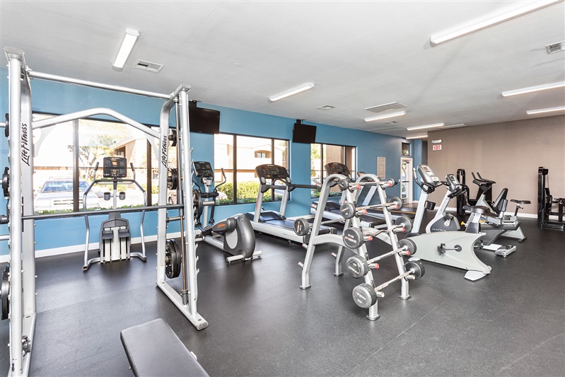 Fitness room at The Cove Apartments.